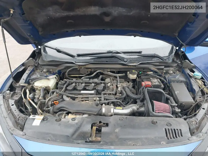 2018 HONDA CIVIC VIN 2HGFC1E52JH200064 — фото 10