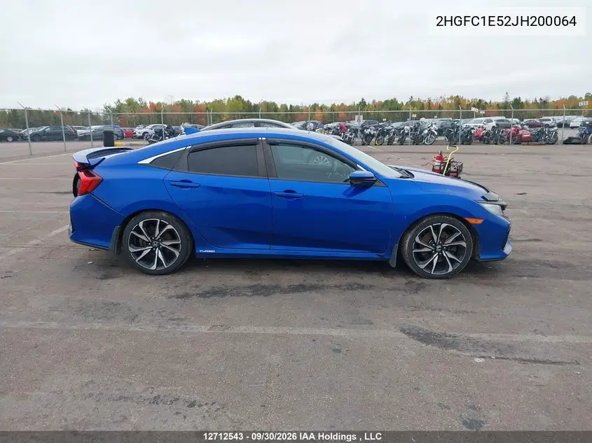 2018 HONDA CIVIC VIN 2HGFC1E52JH200064 — фото 13