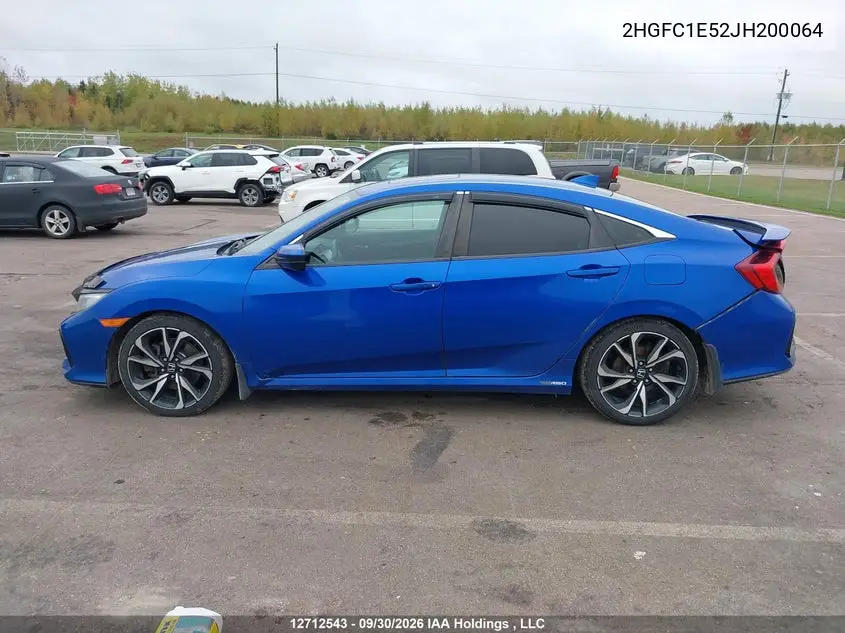 2018 HONDA CIVIC VIN 2HGFC1E52JH200064 — фото 14