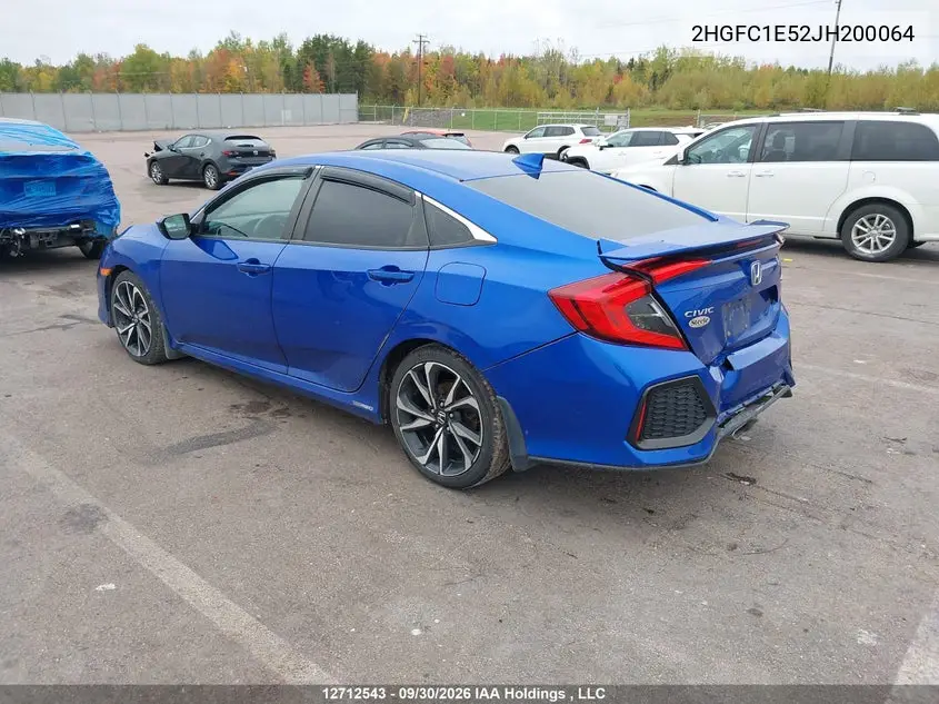 2018 HONDA CIVIC VIN 2HGFC1E52JH200064 — фото 3
