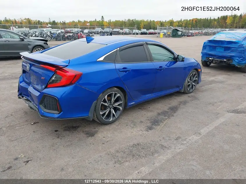 2018 HONDA CIVIC VIN 2HGFC1E52JH200064 — фото 4