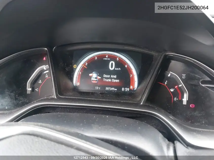 2018 HONDA CIVIC VIN 2HGFC1E52JH200064 — фото 7