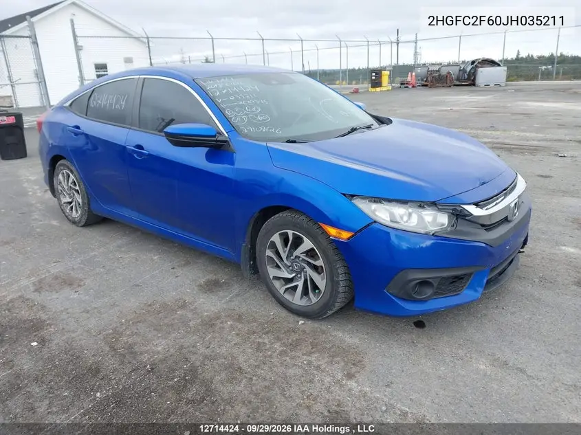 HONDA CIVIC 2018, VIN 2HGFC2F60JH035211