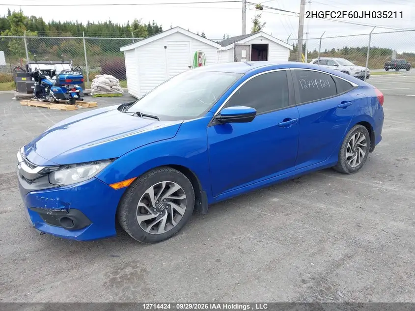 2018 HONDA CIVIC VIN 2HGFC2F60JH035211 — фото 2