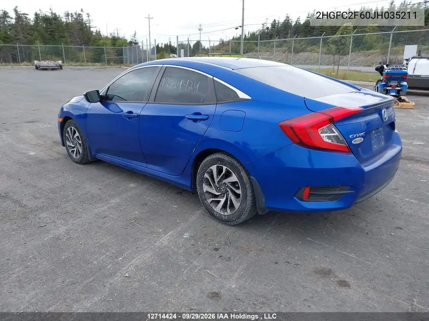 2018 HONDA CIVIC VIN 2HGFC2F60JH035211 — фото 3