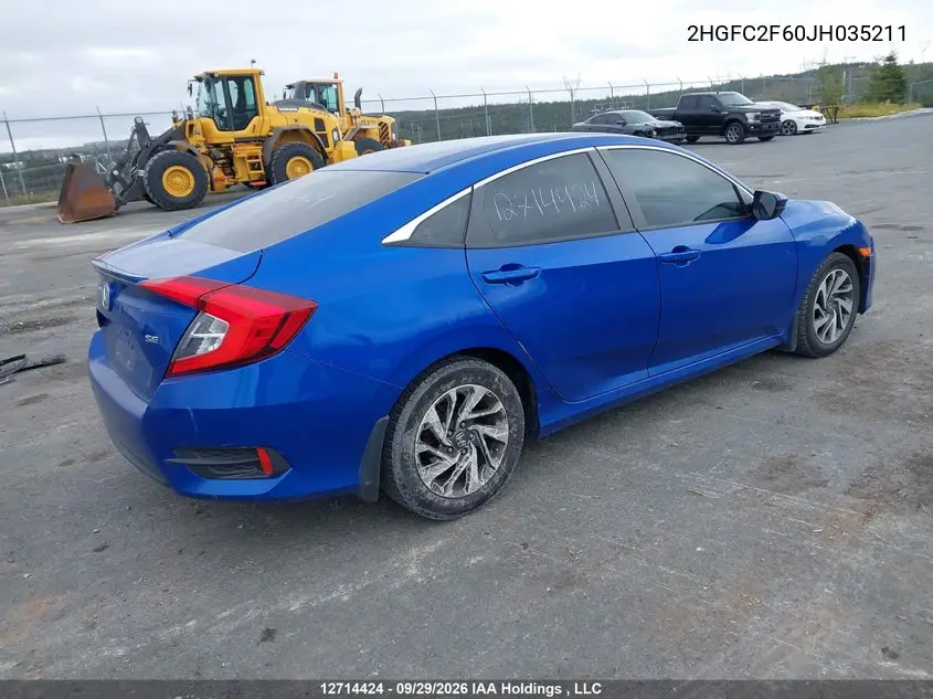 2018 HONDA CIVIC VIN 2HGFC2F60JH035211 — фото 4