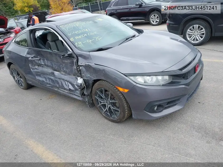 HONDA CIVIC 2018, VIN 2HGFC3A33JH451241