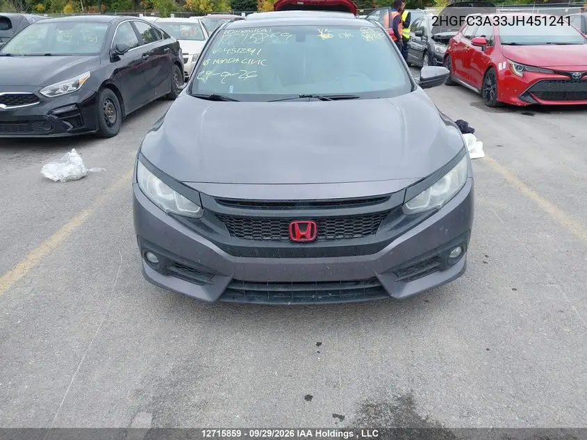 2018 HONDA CIVIC VIN 2HGFC3A33JH451241 — фото 11