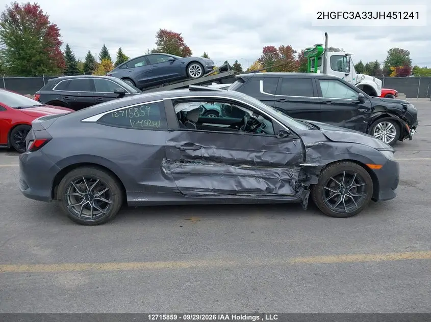 2018 HONDA CIVIC VIN 2HGFC3A33JH451241 — фото 12