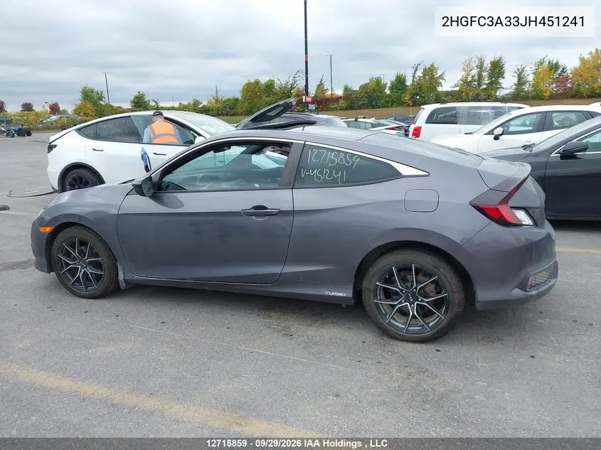 2018 HONDA CIVIC VIN 2HGFC3A33JH451241 — фото 13