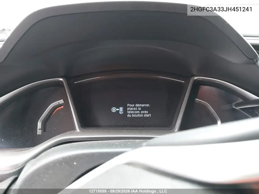 2018 HONDA CIVIC VIN 2HGFC3A33JH451241 — фото 14