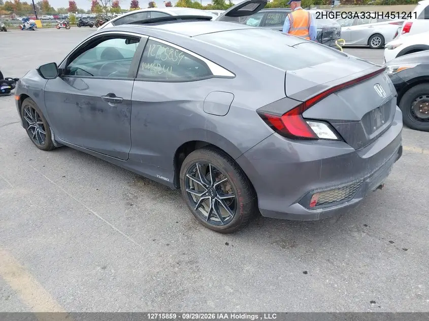 2018 HONDA CIVIC VIN 2HGFC3A33JH451241 — фото 3