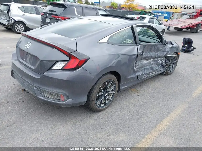 2018 HONDA CIVIC VIN 2HGFC3A33JH451241 — фото 4