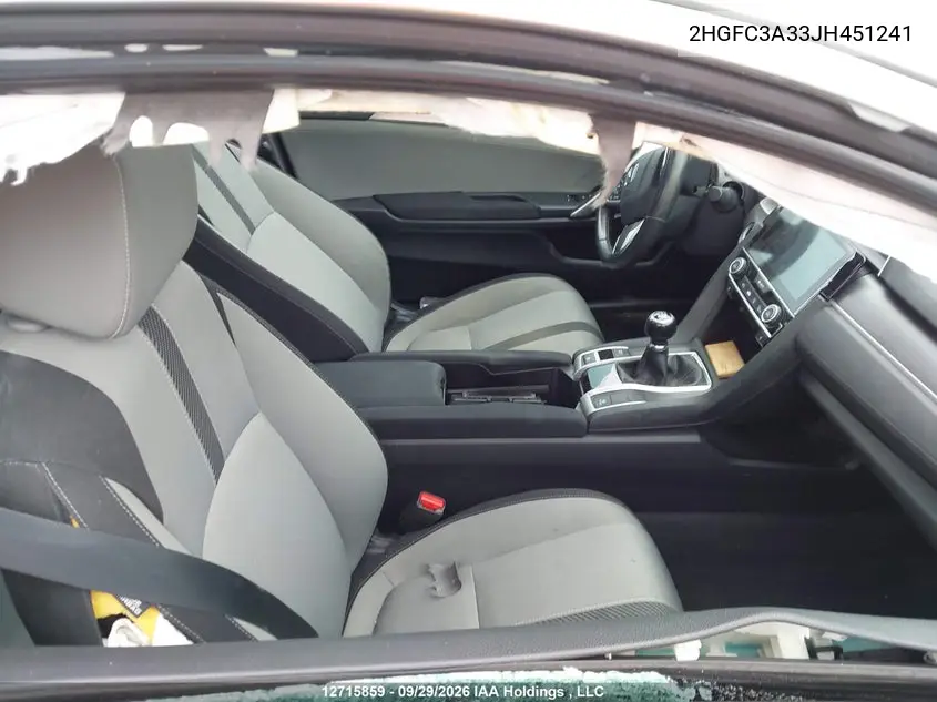 2018 HONDA CIVIC VIN 2HGFC3A33JH451241 — фото 5