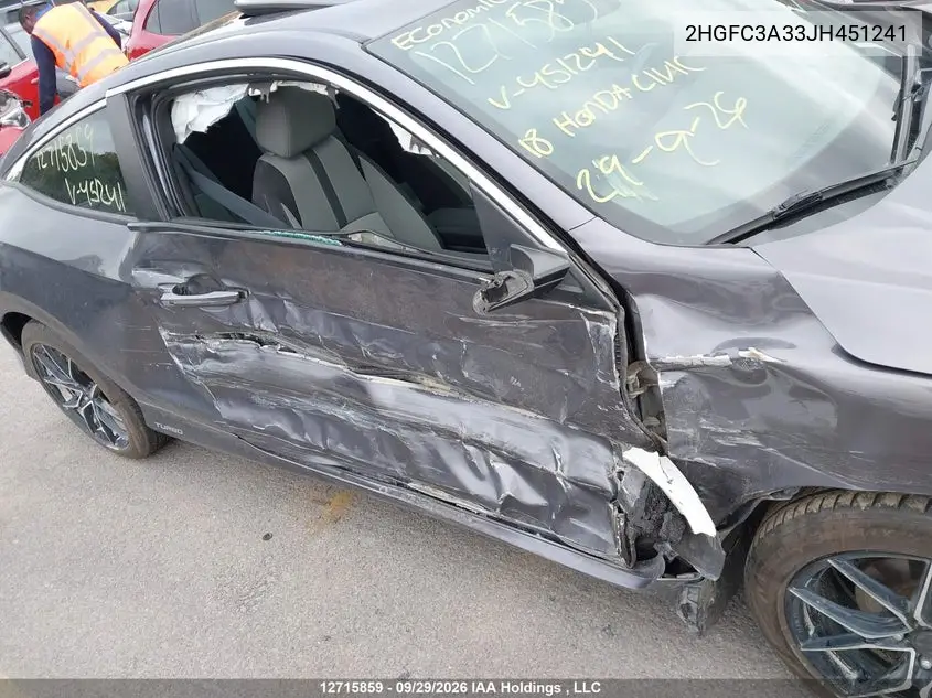 2018 HONDA CIVIC VIN 2HGFC3A33JH451241 — фото 6