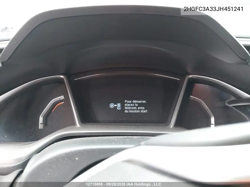 2018 HONDA CIVIC VIN 2HGFC3A33JH451241 — фото 7