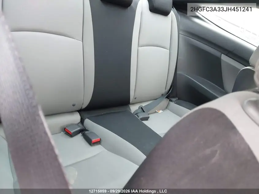 2018 HONDA CIVIC VIN 2HGFC3A33JH451241 — фото 8