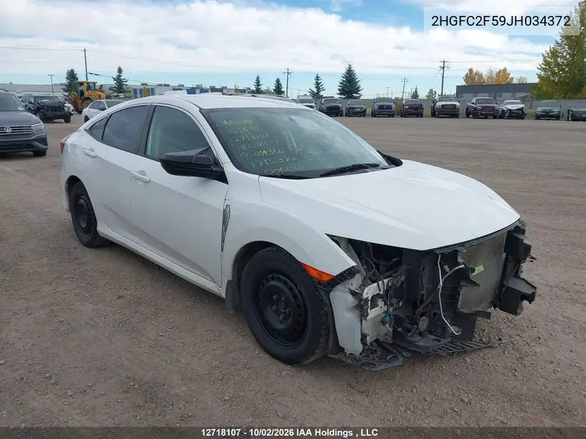HONDA CIVIC 2018, VIN 2HGFC2F59JH034372