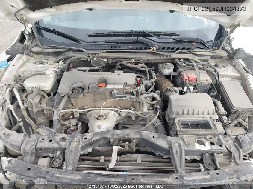 2018 HONDA CIVIC VIN 2HGFC2F59JH034372 — фото 10