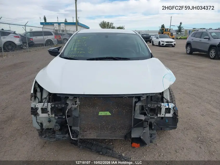 2018 HONDA CIVIC VIN 2HGFC2F59JH034372 — фото 12