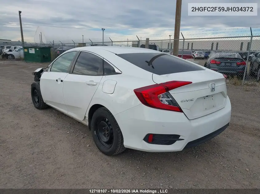 2018 HONDA CIVIC VIN 2HGFC2F59JH034372 — фото 3