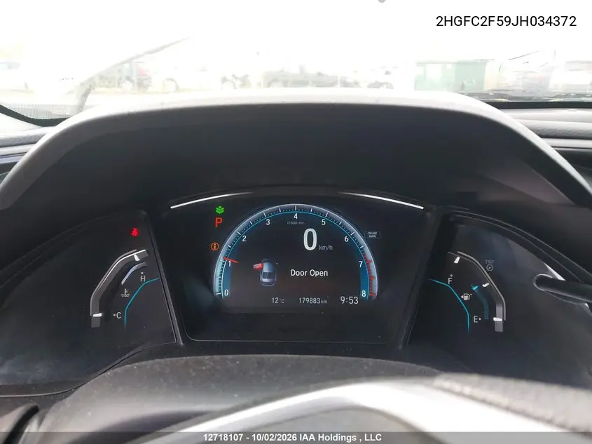 2018 HONDA CIVIC VIN 2HGFC2F59JH034372 — фото 7