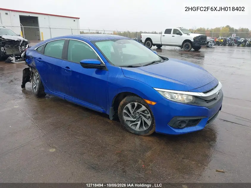 HONDA CIVIC 2018, VIN 2HGFC2F6XJH018402
