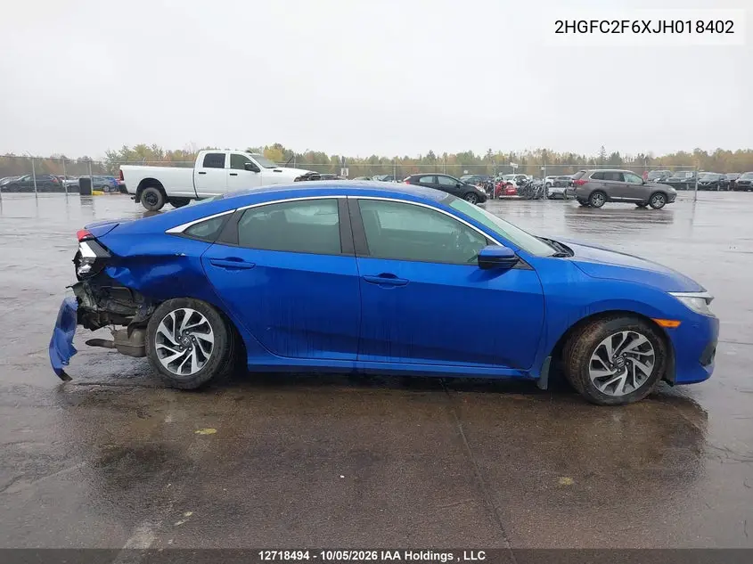 2018 HONDA CIVIC VIN 2HGFC2F6XJH018402 — фото 12