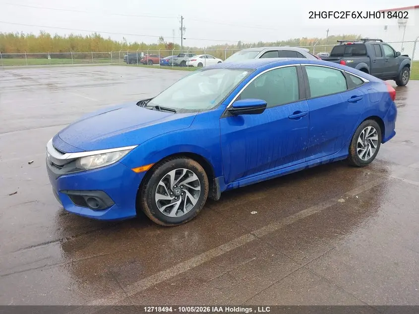 2018 HONDA CIVIC VIN 2HGFC2F6XJH018402 — фото 2