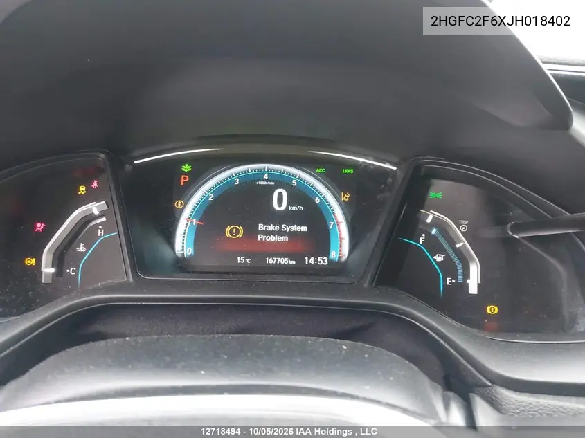 2018 HONDA CIVIC VIN 2HGFC2F6XJH018402 — фото 7