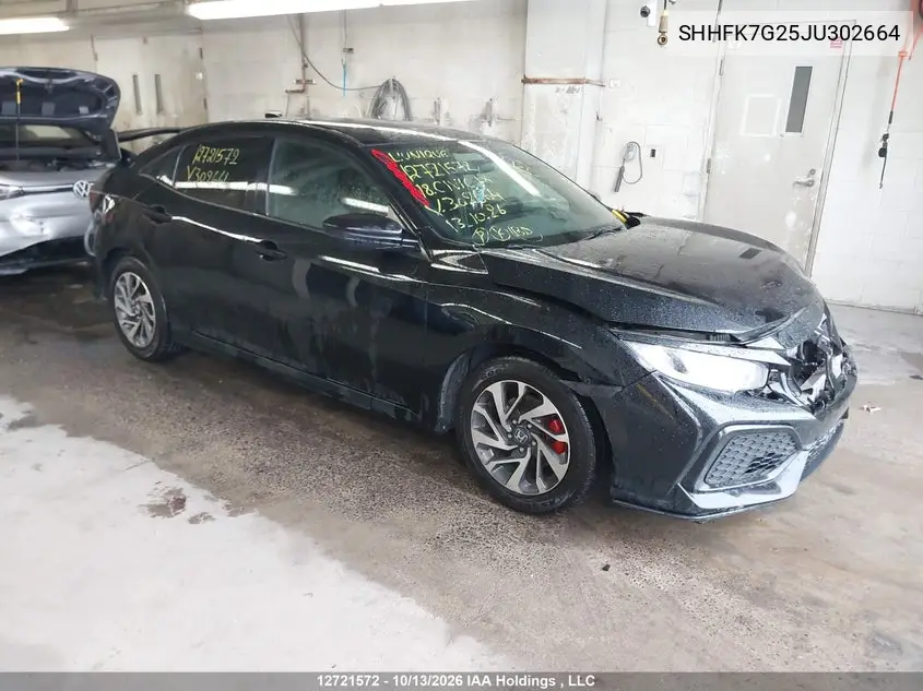 HONDA CIVIC 2018, VIN SHHFK7G25JU302664