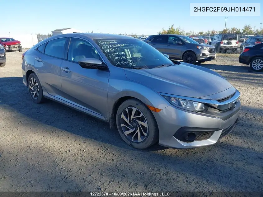 HONDA CIVIC 2018, VIN 2HGFC2F69JH014471