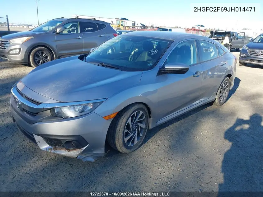 2018 HONDA CIVIC VIN 2HGFC2F69JH014471 — фото 2