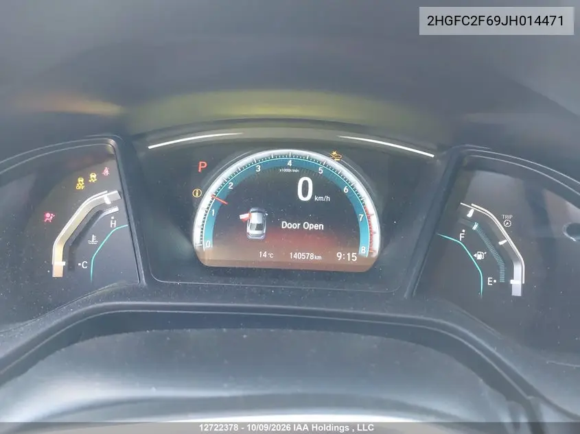 2018 HONDA CIVIC VIN 2HGFC2F69JH014471 — фото 7