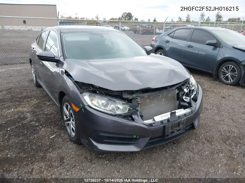 HONDA CIVIC 2018, VIN 2HGFC2F52JH016215