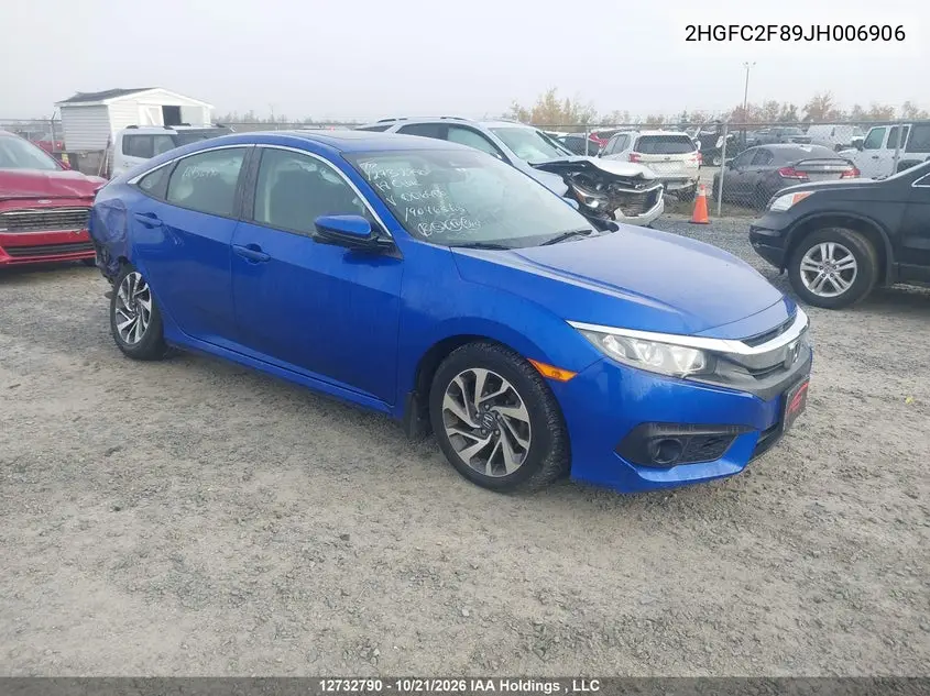 HONDA CIVIC 2018, VIN 2HGFC2F89JH006906
