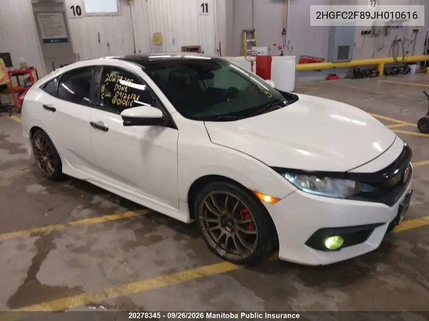 HONDA CIVIC 2018, VIN 2HGFC2F89JH010616