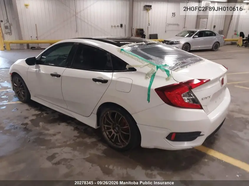 2018 HONDA CIVIC VIN 2HGFC2F89JH010616 — фото 3