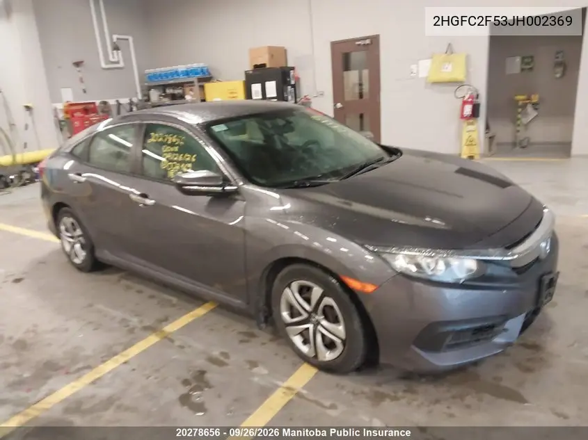 HONDA CIVIC 2018, VIN 2HGFC2F53JH002369