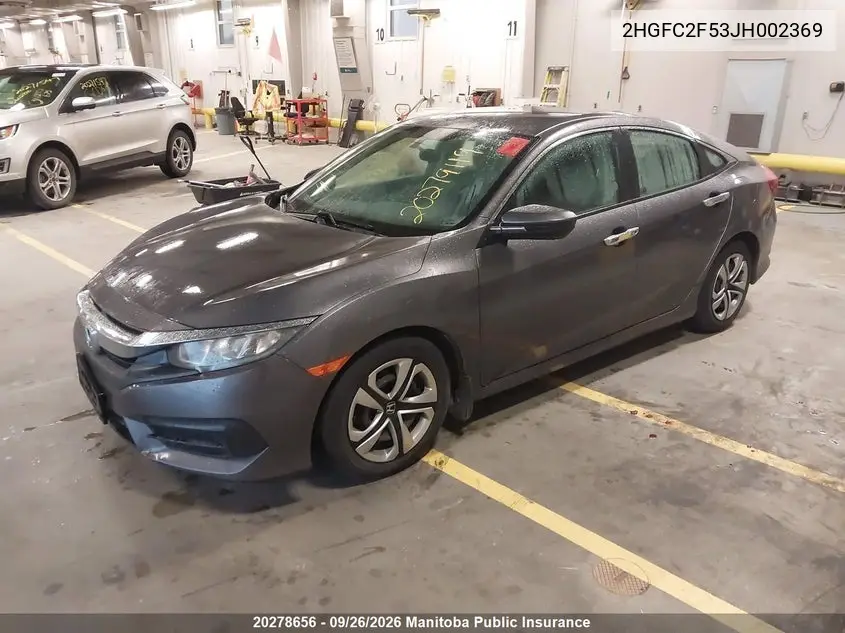 2018 HONDA CIVIC VIN 2HGFC2F53JH002369 — фото 2