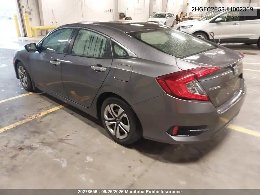 2018 HONDA CIVIC VIN 2HGFC2F53JH002369 — фото 3