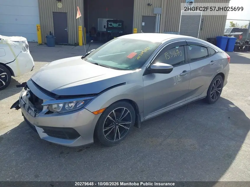 2018 HONDA CIVIC VIN 2HGFC2F57JH025699 — фото 2