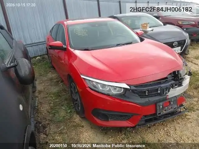 HONDA CIVIC 2018, VIN 2HGFC2F84JH006182