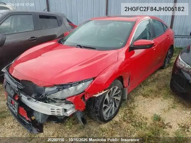 2018 HONDA CIVIC VIN 2HGFC2F84JH006182 — фото 2