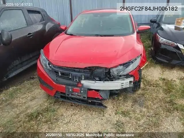 2018 HONDA CIVIC VIN 2HGFC2F84JH006182 — фото 6