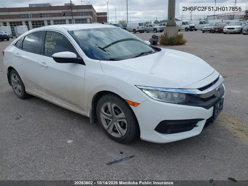 HONDA CIVIC 2018, VIN 2HGFC2F51JH017856