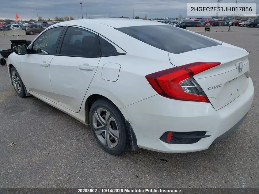 2018 HONDA CIVIC VIN 2HGFC2F51JH017856 — фото 3