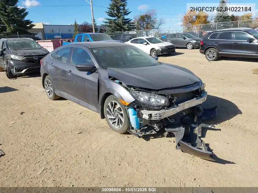 HONDA CIVIC 2018, VIN 2HGFC2F62JH022184