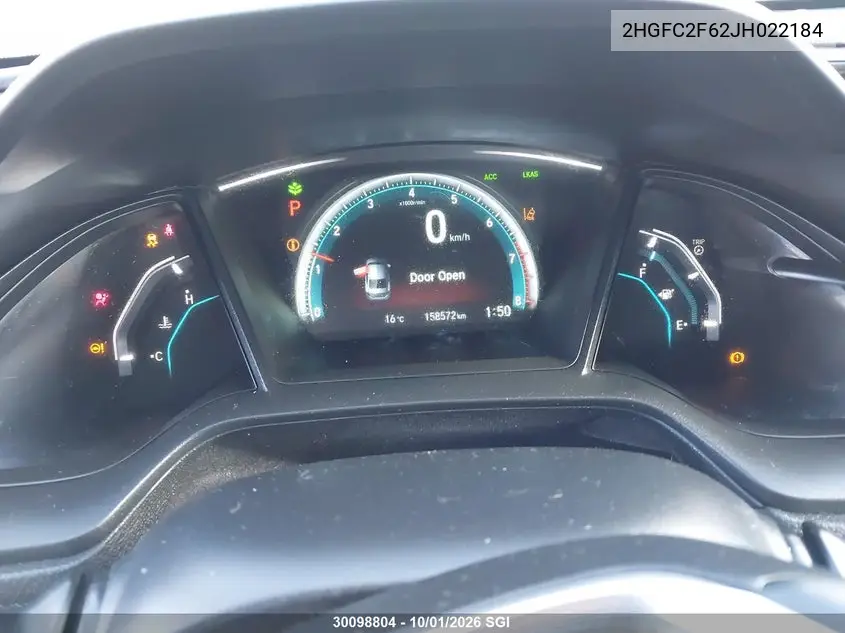 2018 HONDA CIVIC VIN 2HGFC2F62JH022184 — фото 15