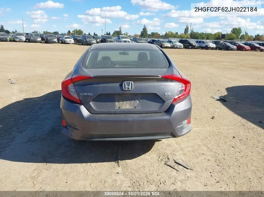 2018 HONDA CIVIC VIN 2HGFC2F62JH022184 — фото 16
